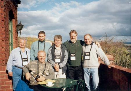(Rear) Slavy Bilchev (Bulgaria), Vasile Berinde (Romania), Josef Molnar (Czech Republic), John Conway (USA), Jaroslav Svrcek (Czech Republic). (Front) Jaroslav Zhouf (Czech Republic). Melbourne Conference, 2002