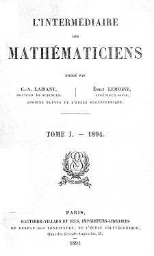 The cover of L’Intemédiaire des mathematicians (1894)